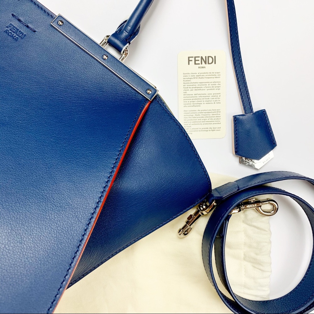 Fendi 3Jours Medium Navy Blue Bag Satchel Purse - Picture 2 of 8